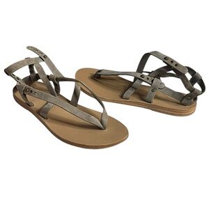 Anthropologie Valia Gabriel Venice Gladiator Flat Sandals Size 8 Taupe